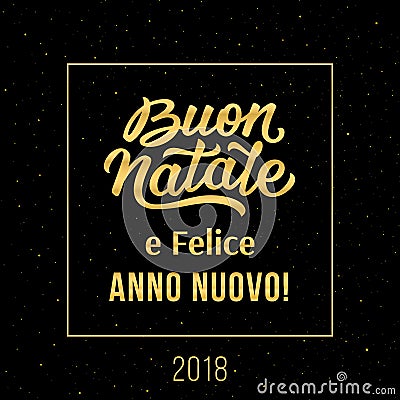 Merry Christmas and Happy New Year in italian Vector Illustration