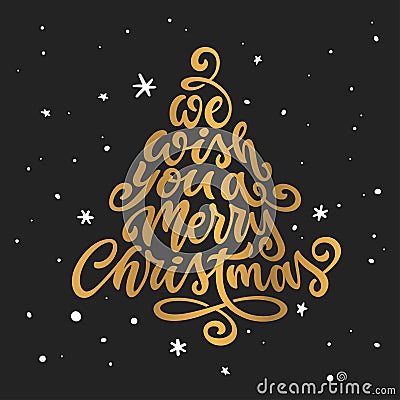 Merry Christmas and Happy New Year lettering template. Greeting card or invitation. Vector vintage illustration. Vector Illustration