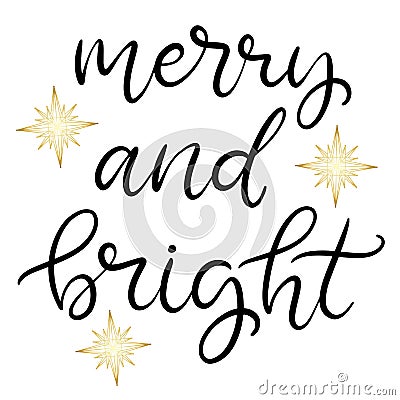 Merry Christmas and happy new year lettering. Vector Illustration