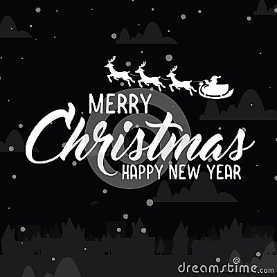 Merry christmas and Happy new year Vector Illustration