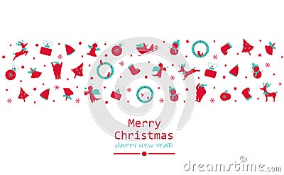 Merry Christmas and happy new year, minimal, vintage, decoration Vector Illustration