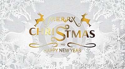 Merry Christmas and Happy New Year, Paper art design, Advertising with winter composition in paper cut style background, Vector il Vector Illustration