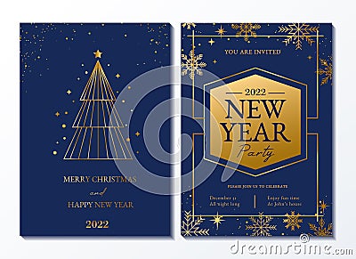 Merry Christmas and Happy New Year party invitation. Luxury Xmas design Vector Illustration