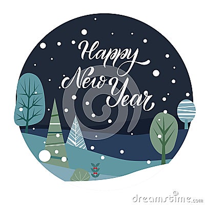 Merry Christmas and Happy New Year Postcard Vector Illustration