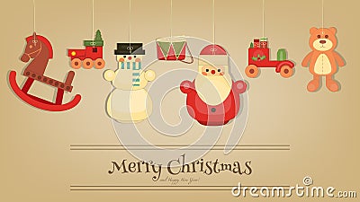 Merry Christmas and Happy New Year Poster Vector Illustration