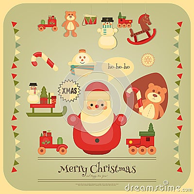 Merry Christmas and Happy New Year Poster Vector Illustration