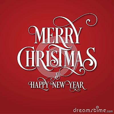Merry Christmas. Happy New Year. Red Background. Vector Illustration