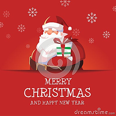 Merry Christmas and Happy New Year Santa Claus Vector Illustration