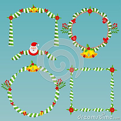 Merry Christmas and Happy New Year scroll and wishes. Decoration for new year and Xmas. Vector Illustration