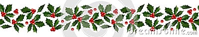 Holly Christmas decorative border Cartoon Illustration