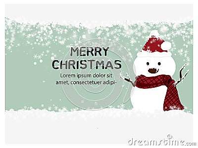 Merry Christmas and Happy New Year,Snowman,greeting card decoration,invitation card for holidays,cartoon art design background cop Vector Illustration
