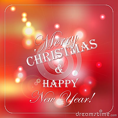 Merry Christmas and Happy New Year typography and red background Vector Illustration