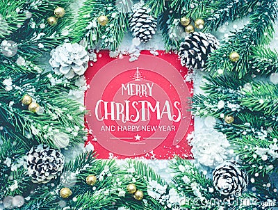 Merry christmas and happy new year ,typography,text with christmas ornament Stock Photo