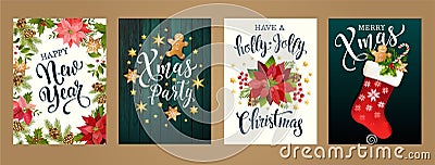 Merry Christmas and Happy new year 2019 white and black colors. Design for poster, card, invitation, card, flyer, brochure. Vector Vector Illustration