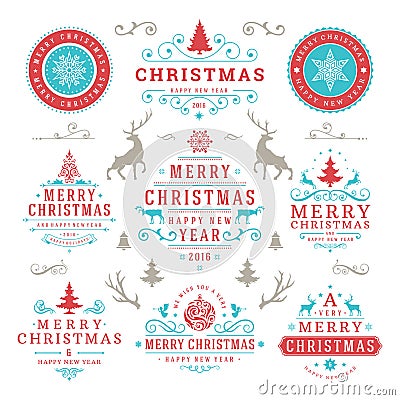 Merry Christmas And Happy New Year Wishes Vector Illustration