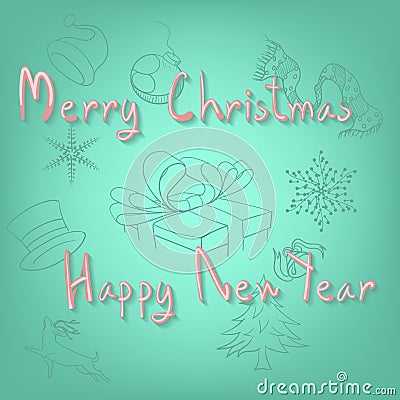 Merry christmas and Happy newyear Vector Illustration