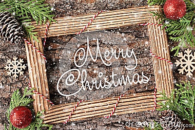 Merry Christmas Holiday Card Hand Lettering Christmas Stock Photo