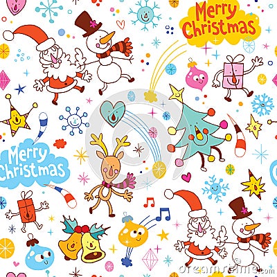 Merry Christmas holiday seamless pattern Vector Illustration