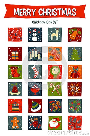 Merry Christmas Icon Set Stock Photo