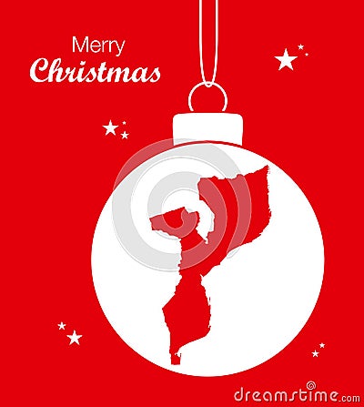 Merry Christmas illustration theme with map of Mozambique Cartoon Illustration