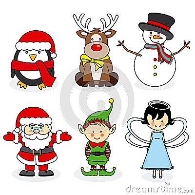 Merry Christmas illustrations set Vector Illustration