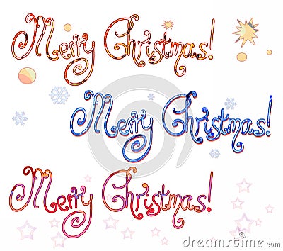 Merry Christmas inscriptions Cartoon Illustration