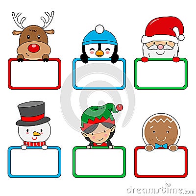 Merry christmas labels set. space for text. Vector Illustration