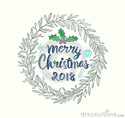 Merry Christmas 2018 lettering Vector Illustration