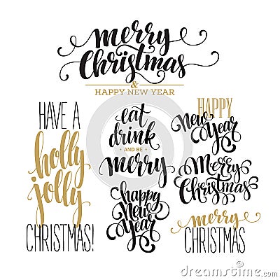 Merry Christmas Lettering Design Set. Vector Vector Illustration