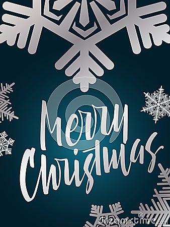 Merry Christmas lettering. Hand written Merry Christmas poster. Vector Illustration