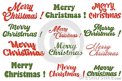 Merry Christmas typographic emblems set. Vector Illustration