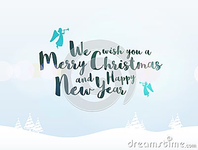 Merry Christmas lettering typography. Handwriting text design wi Vector Illustration