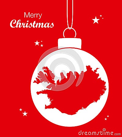 Merry Christmas Map Iceland Cartoon Illustration