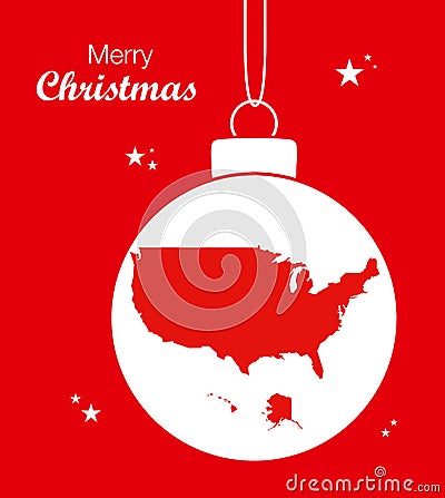 Merry Christmas Map USA Cartoon Illustration