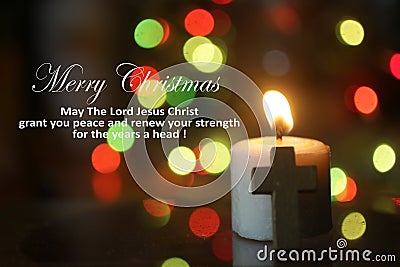 Merry Christmas. May the Lord Jesus Christ grant you peace and renew your strength for the years ahead. Christmas quote. Stock Photo