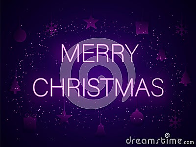 Merry Christmas in neon letters. Vector illustration. Stock Photo