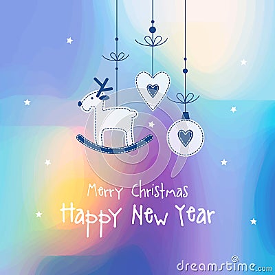 Merry Christmas, New year greeting card. Decorative abstract background. Vector Illustration