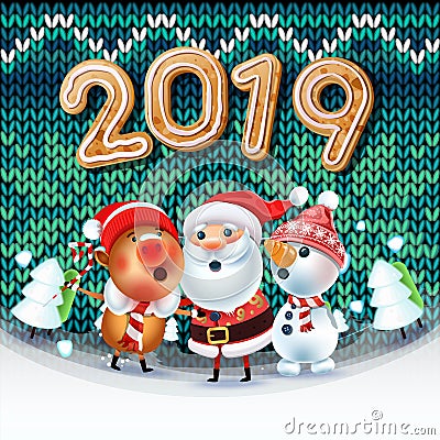 2019 Merry Christmas Vector Illustration