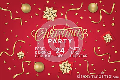 Merry Christmas Party gorizontal poster Vector Illustration