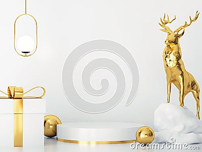 merry christmas pedestal podium concept. scene with christmas object Stock Photo