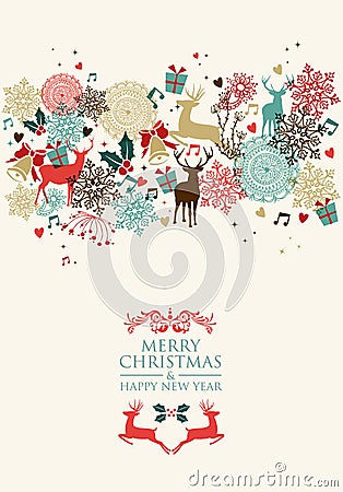 Merry Christmas postal card transparency Vector Illustration