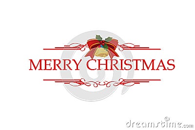 Merry Christmas red hand lettering inscription to winter holiday design, calligraphy illustration on white background. Cartoon Illustration