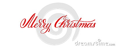 Merry christmas red handwritten lettering inscription holiday ph Vector Illustration