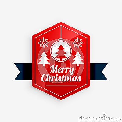 Merry christmas red label design Vector Illustration