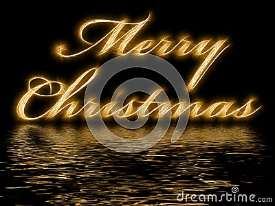 Merry Christmas - with reflection in rippled water Stock Photo