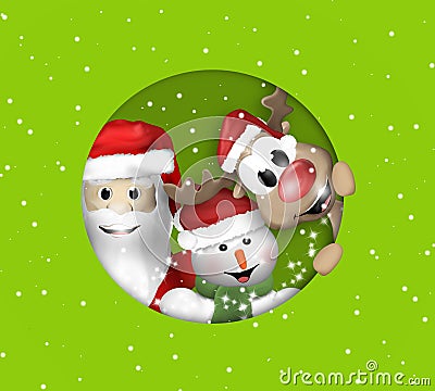 Merry christmas reindeer snow santa christmas Stock Photo