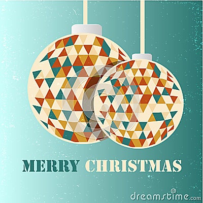 Merry Christmas retro vintage greeting card Vector Illustration