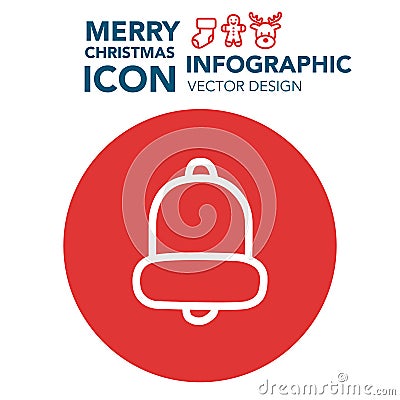 Merry Christmas ring bell new year flat icon vector Vector Illustration