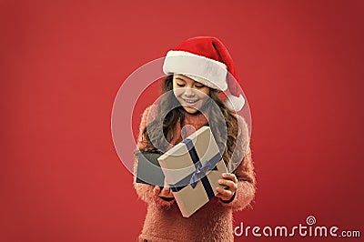 Merry christmas. Santa claus gift. Shopping for presents. Make kids happy. Small child enjoy christmas tradition. Gifts Stock Photo