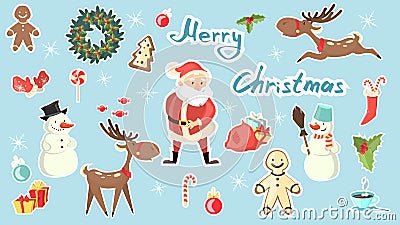 Merry Christmas set. Vector Illustration